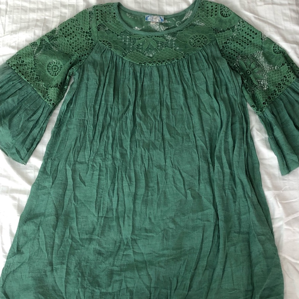 Green Long Sleeve Bohemian Dress